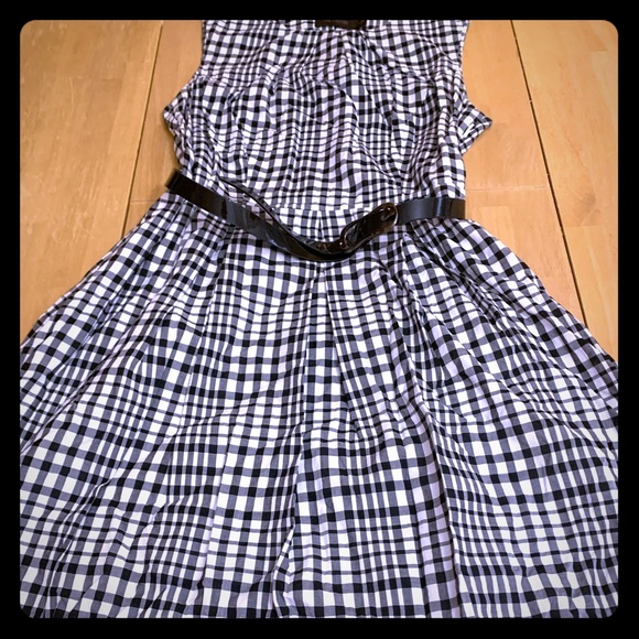 The Limited Dresses & Skirts - Retro black and white belted plaid dress